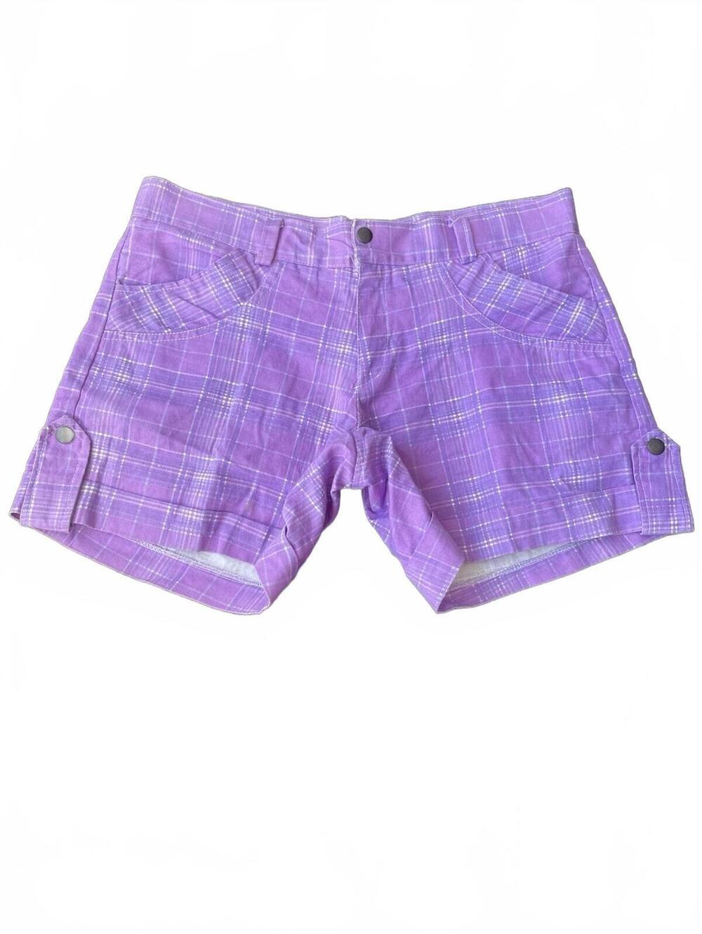 Alyxun Purple Plaid Cargo Shorts Size 2 Cotton Pockets